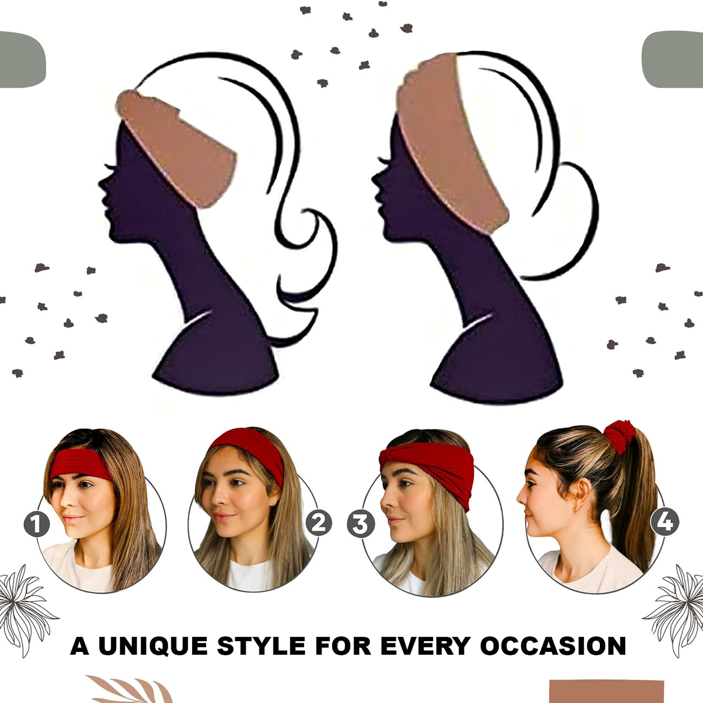 Overcare 6-Pack Wide Headbands & Turbans - Stylish Accessories for Women overcare